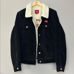 SOLD/NOT FOR‎ SALE Dickies Black Sherpa Lined Corduroy Trucker Jacket Sz XL